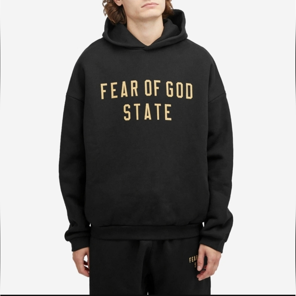 Fear of God ESSENTIALS Men's Fleece Hoodie in Black - Picture 2 of 8